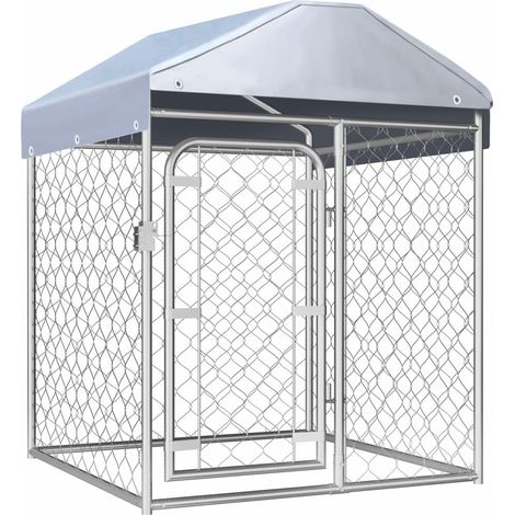 Jaula para perrera de exterior, parque para perros con techo, 100 x 100 x 125 cm 020000448
