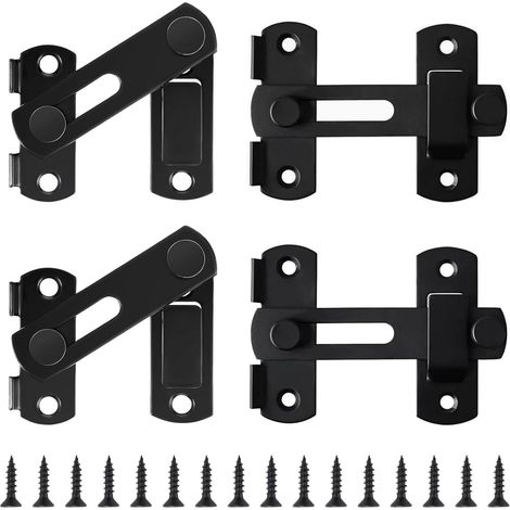 180 Degrés Verrou Porte Grange Coulissante Loquet de Porte Coulissante Rabat Verouille Porte en Acier Inoxydable Petits Boulons de Porte Double Face pour Portes Armoire Fenêtres - Noir (1/5)