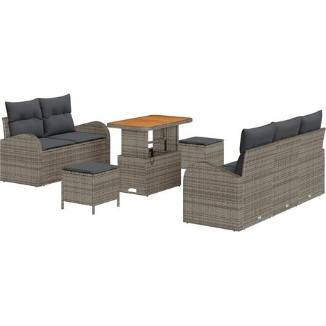 Garden Sofa Set with Cushion with Storage 8 pcs Grey vidaXL