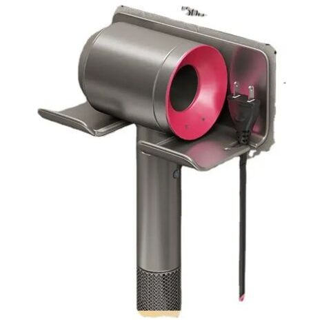 Support de sèche-cheveux compatible avec les sèche-cheveux Dyson, support de sèche-cheveux mural en aluminium Aucun perçage requis, adapté à la salle de bain, au salon de coiffure, à l'hôtel Gris méta (1/3)