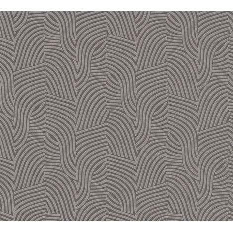 Papier peint design gris argent métallique Papier peint géométrique Papier peint à motifs des années 60 (1/4)