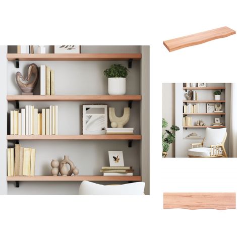 Étagère murale marron clair 80x20x4 cm bois chêne massif traité - Étagère Murale - Étagère Rustique - Étagère En Chêne - Rangement Mural - Décoration Murale (1/5)