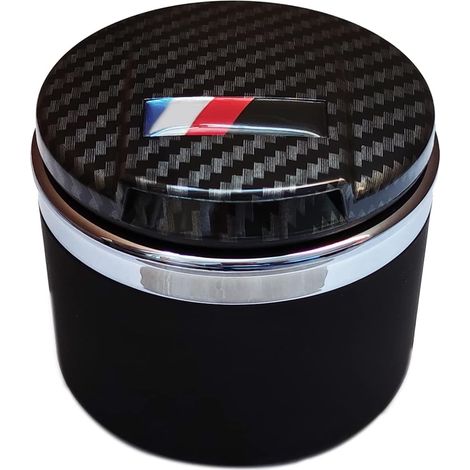 Cendrier de voiture pour BMW 1/3/5/7 Series et X1/X3/X5/X6, avec lumière LED et couvercle (Fibre de carbone)
