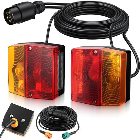 Lot de 2 Feu Remorque Arriere Kit de Montage de Feu Arrière de Remorque Connecteur Européen Connexion à baïonnette Câble double ligne de 7,5 mètres et Connecteur 7 Broches (1/5)