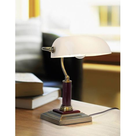 Brilliant Bankir 92679/31 Lampada da tavolo Lampadina Alogena E27 60 W Ottone antico (1/4)