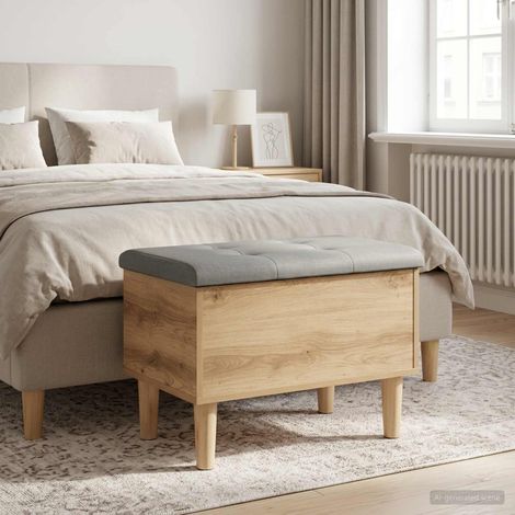 vidaXL Banc de rangement avec coussin Chêne artisanal 62 x 42 x 46 cm (1/5)