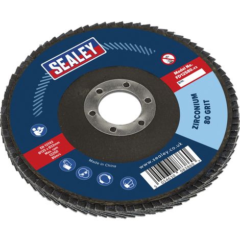 Sealey FD12580 125mm Zirconium Flap Disc 80Grit 22mm Bore
