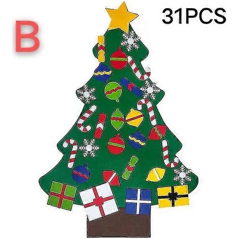 Sapin de Noël en feutrine pour enfants, bricolage, Père Noël, cadeau, décoration de Noël 2024, sapin de Noël, bonne année 2023, style B (1/5)