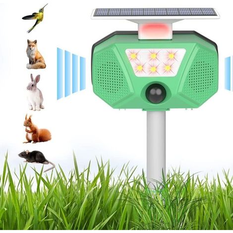 Cat Marten Repeller, USB Charging, Waterproof, 6 LED Lights, 4 Modes and Voice Alarm, Waterproof Mole Repellent Against Cats, Dogs, Rats, Martens (1/5)