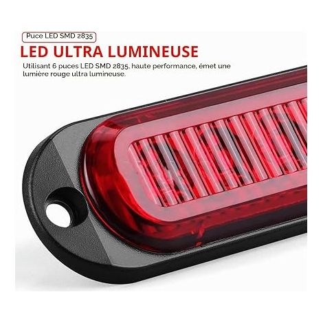 DC12V/24V 4 LEDs Front Rear Light, Red LED Side Marker Lights for Truck, Trailer, SUV, 4 LEDs (1/4)