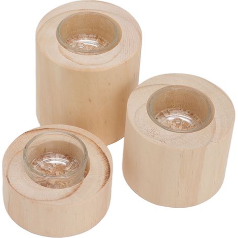 Lot de 3 bougeoirs en bois (bas, moyen, haut) – bougeoirs simples en bois pour salon, bureau, chambre. (1/5)