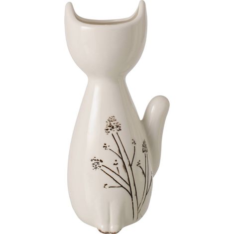 Vase chat en porcelaine blanc et noir - blanc et noir (1/2)
