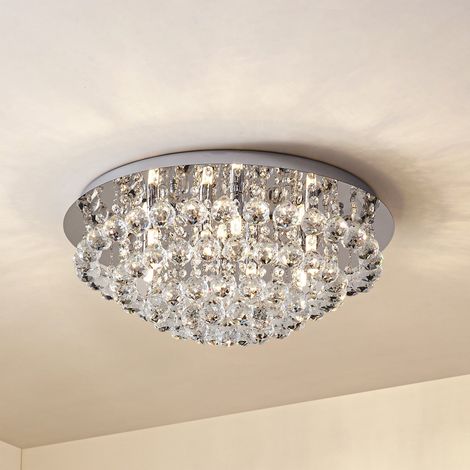 [GEBRAUCHT] B-Ware Lindby Deckenleuchte Antonino LED Kristall Deckenlampe dimmbar chrom Ø55cm 8-flg (1/2)