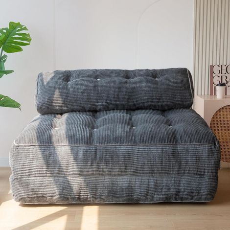 Fauteuil convertible 2 places gris anthracite, couchage 85x190cm, velours côtelé (1/5)