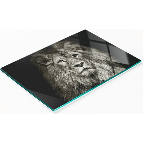 Tabla decorativa de cristal con dise帽o de le贸n para servir aperitivos, 80x52 cm