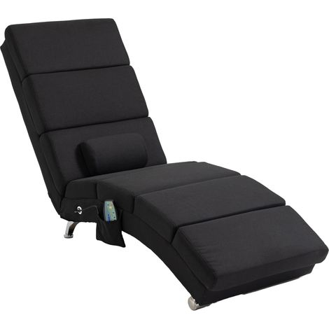 Fauteuil inclinable ergonomique, massant et chauffant avec télécommande, 56 x 168 x 84 cm, noir (1/5)