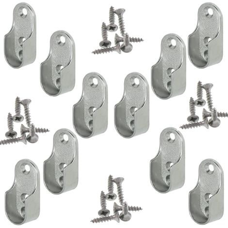 Filiyano – support pour tringle ovale – Système de suspension pour vêtements ovales, OVA, lot de 10, support pour tringle ovale, acier nickelé (1/4)