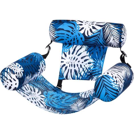 Chaise longue flottante avec motif de feuilles tropicales, lit de natation gonflable pour piscine, lac et plage, sangles réglables, salon d'eau pour adultes (1/5)
