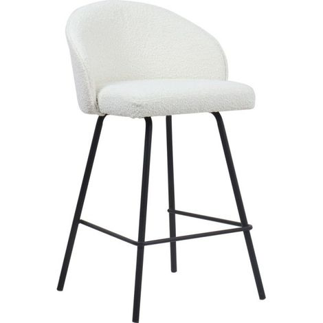 Sedia da banco 'Juni' Bouclé Bianco, dimensioni: H87 x L52 x P51 cm (1/5)