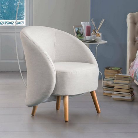 Dmora - Lounge-Sessel Dabdal, Design-Sessel für das Wohnzimmer, 100% Made in Italy, Relaxsessel aus gepolstertem Stoff, Cm 70x60h80, Grau (1/4)