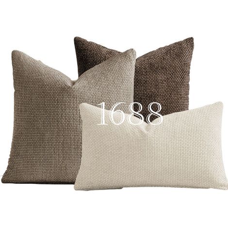 Chunky chenille throw pillowcase, cross-knit, simple solid color, soft sofa cushion cover -- 40x402 + 30x50 -- Brown tone