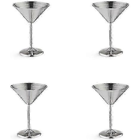 Ensemble de 4 verres à martini en acier inoxydable, verres à cocktail en métal de 24 cl, incassables, durables, effet miroir (1/5)