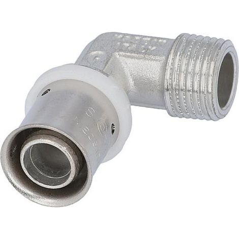 Raccord a sertir pour tube multicouche, coude transition male, etame, 26x3mm - 3/4"