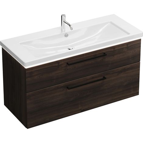 Lavabo en céramique Burg Eqio + vasque en mélamine 665x1230x490mm aw/Marone DTrüffel GR0234