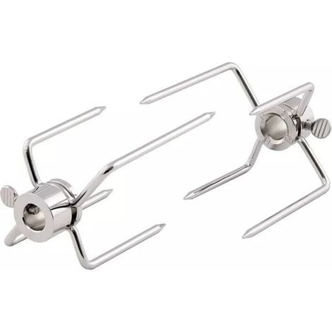 royaluxe -2 pièces rôtissoire BBQ fourchette en acier inoxydable broche BBQ fourchette charbon de bois poulet BBQ rôtisserie viande fourchette BBQ outil (1/5)