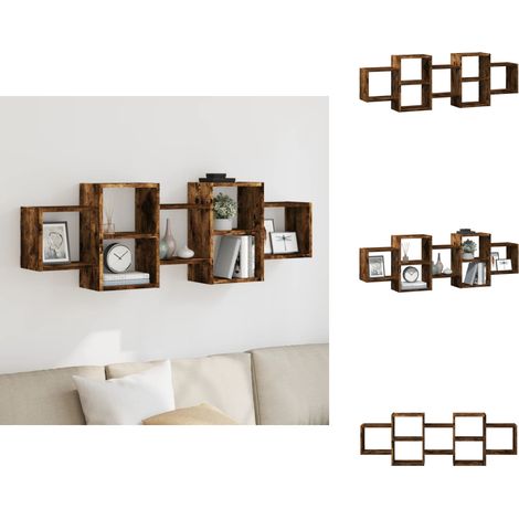 Étagère murale chêne fumé 129x18x42 cm bois d'ingénierie - Étagère Murale - Étagères Murales - Étagère Flottante - Étagère Murale Flottante (1/5)