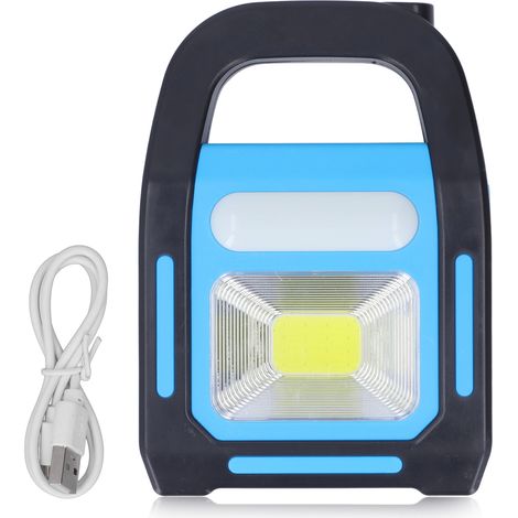 Lampe solaire de camping 3 en 1, lampe domestique de bureau d'urgence puissante longue portée, portable rechargeable USB, bleu (1/5)