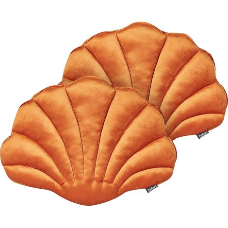 Dekokissen 2er Set CONSOLIDA Samtstoff 47 x 35 cm Orange Ohne Muster