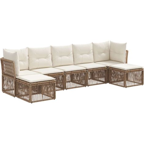 Gartensofa-set 7 pcs Beige Poly-Rattan vidaXL