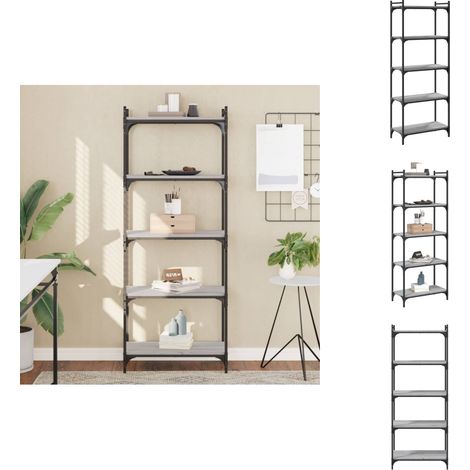 Bibliothèque à 5 niveaux sonoma gris 60x30x154 cm - Bibliothèque Murale - Bibliothèque Design - Étagère Moderne - Meuble Rangement - Mobilier Salle À Manger (1/5)