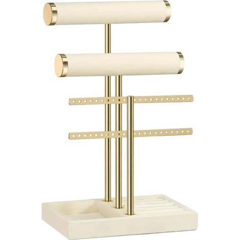 Présentoir à bijoux en forme de T pour bagues, idéal pour ranger vos bijoux ou présenter vos bijoux sur une commode. (1/4)