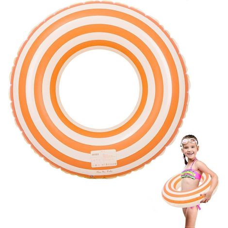 Bouée gonflable à rayures rétro et à structure épaisse, pour enfants, pour nager dans les piscines et à la plage pendant l'été.-AquaForge (1/4)