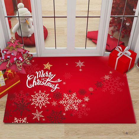 Tapis De Soin De Sol - Tapis De Noël Non Glissant En Caoutchouc - Pour Entrée Extérieure Intérieure Salon Chambre Cuisine - 40 X 60 Cm - Rouge (1/5)