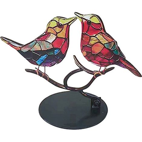 Dekorative Metallplakette „Zwei Spatzen“ – Kleine Figur, Heimdekoration (1/5)