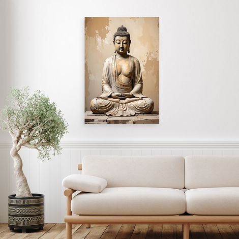 Wandbild Buddha Zen Spa auf beigem Hintergrund 70x100