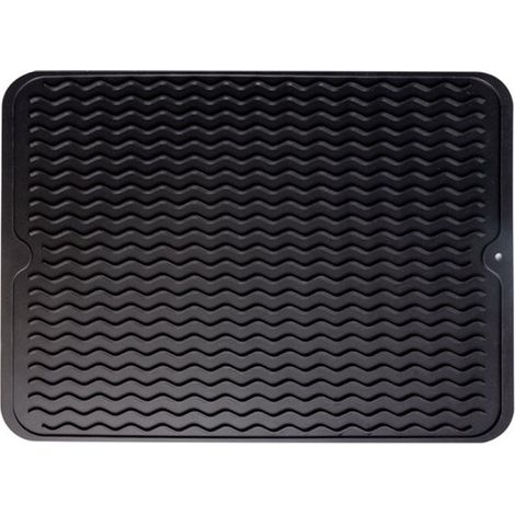 Tapis d'évier - Tapis égouttoir - Silicone - Sous-tapis - Tapis de protection pour évier - Tapis de bar - 30 x 40 cm - Noir (1/5)