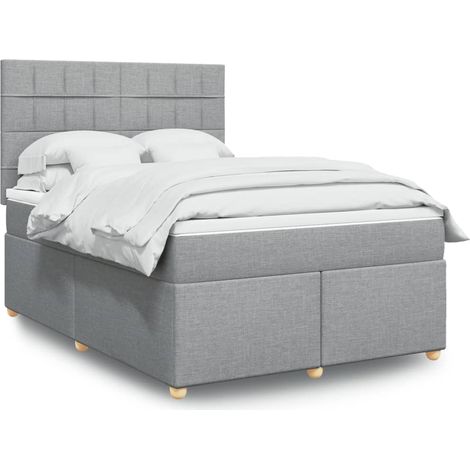 Boxspringbett mit Matratze Hellgrau 140x200 cm Stoff (1/5)