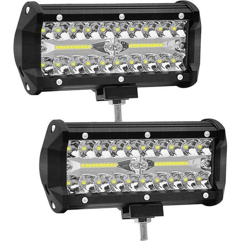 7 Pouces 120W Projecteur Phare de Travail Led WANYI Lampe de Travail 12V/24V pour Vehicule 6000K 12000LM Spot Flood COMBO Feux Antibrouillard LED (2 Pièces) (1/4)