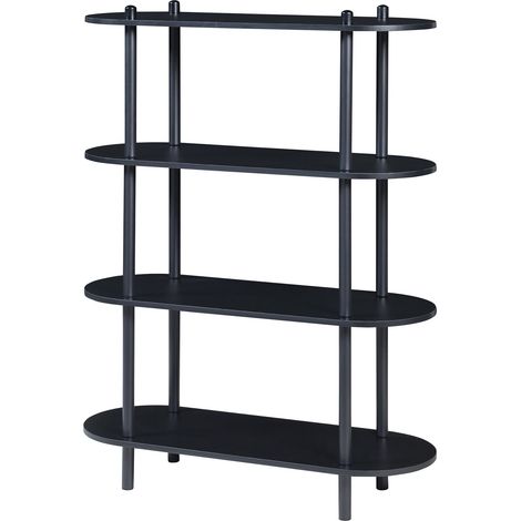 Scaffale dal design senza tempo per soggiorno/camera da letto mobile contenitore indipendente diametro 4 ripiani nero 030011164