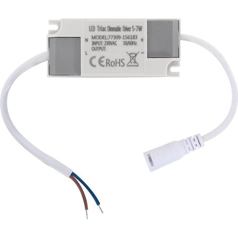 Ledkia – Driver dimmable TRIAC 220-240V – Sortie 12-24V DC – Puissance 5-7W – Compatible avec variateur LED TRIAC – No flicker