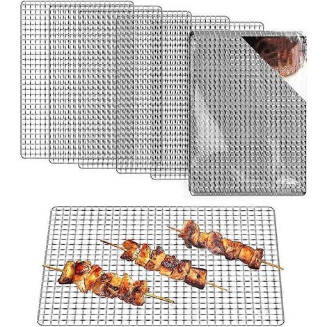 Grilles de cuisson jetables pour barbecue, lot de 10 (11,8 x 15,7 po), accessoires pour barbecue et fumoir extérieur. (1/5)