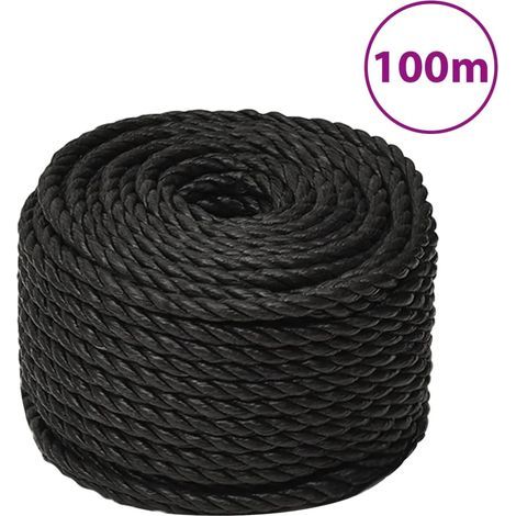 Corde de travail noire, 16 mm, 100 m, polypropylène (1/5)