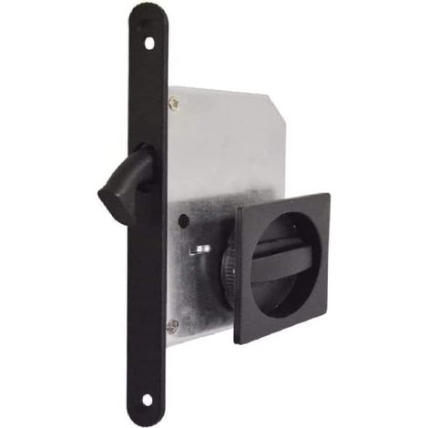 Kit Serratura Porta Scorrevole Con Nottolino Quadro, Nero