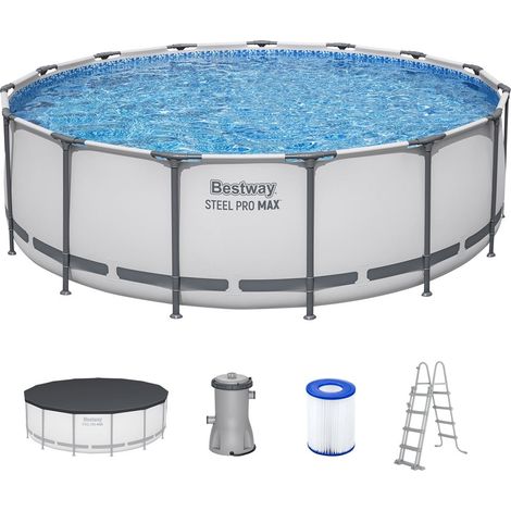 TrAdE Shop Traesio - Piscina Fuori Terra Con Struttura Steel Pro Max Pompa Filtro ø457x122 Cm Rotonda 56438 -