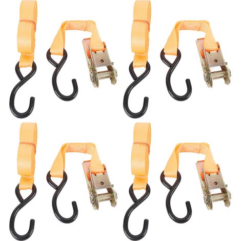4 sets sangle cliquet 25mmx6m 300kg charge – 600kg rupture crochet J robuste arrimage, transport (1/5)
