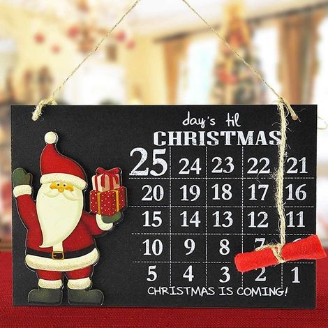 TrAdE Shop Traesio - Calendario Avvento Lavagna Con Gessetto In Legno 2 Modelli Decorazioni Natalizie - (1/4)